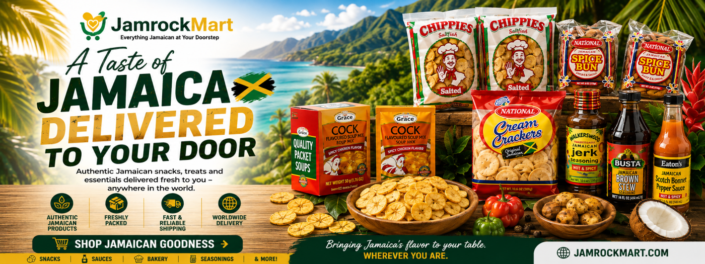 Authentic Jamaican snacks, foods, seasonings and sauces available from JamrockMart