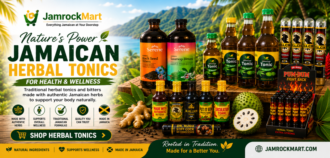Traditional Jamaican herbal tonics and bitters available from JamrockMart