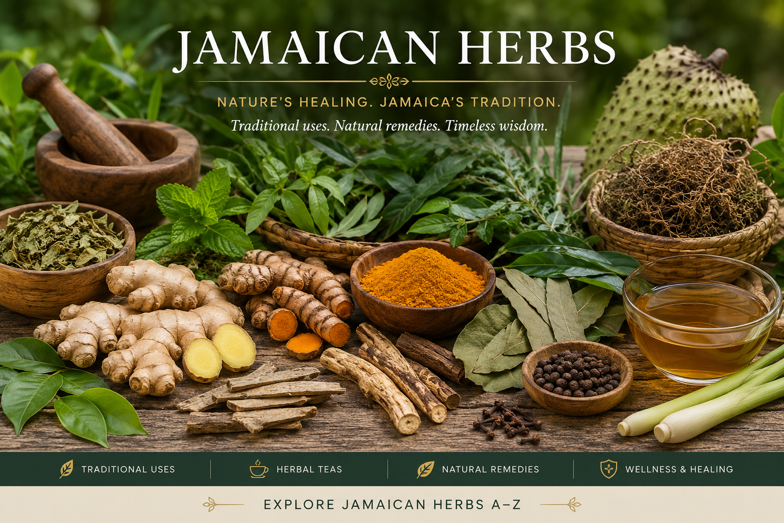 Jamaican herbs, roots and leaves used in traditional bush teas